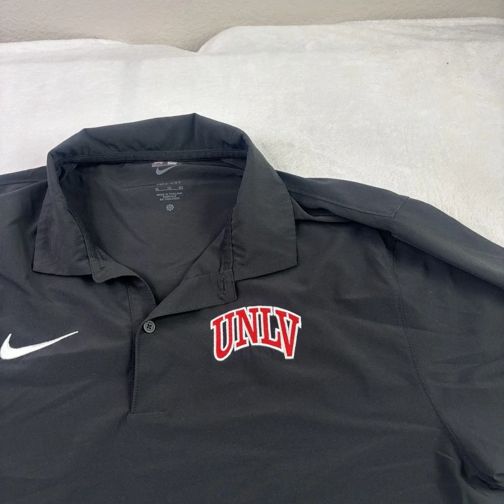 Nike Dri-Fit UNLV Rebels Black Short Sleeve Polo Shirt Men's XL Football Gamer